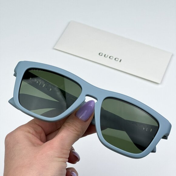 Gucci GG1571S 003 BRAND NEW Sunglasses Light Blue Green Unisex Square - Picture 1 of 12